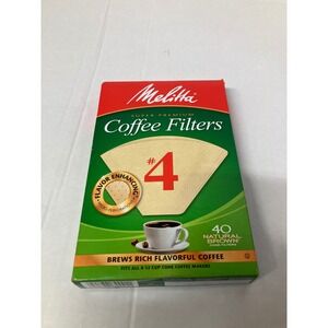 Melitta 4 Natural Brown Cone Coffee Filters 40 Count Brews Rich Flavorful Coffee